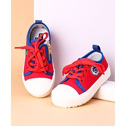 Cute Walk by Babyhug Lace Up Casual Shoes Smiley Applique - Red