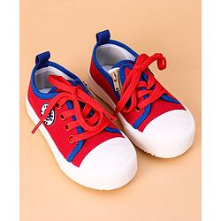 Cute Walk by Babyhug Lace Up Casual Shoes Smiley Applique - Red