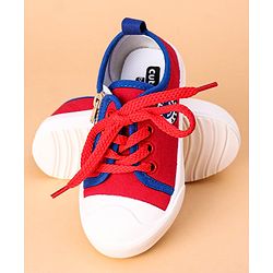 Cute Walk by Babyhug Lace Up Casual Shoes Smiley Applique - Red