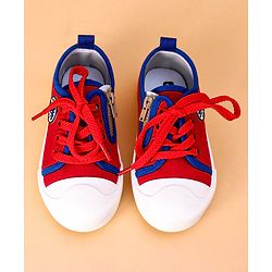 Cute Walk by Babyhug Lace Up Casual Shoes Smiley Applique - Red