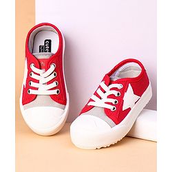 Cute Walk by Babyhug Lace Up Casual Shoes Star Patch - Red