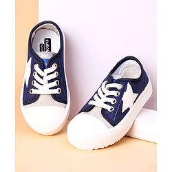 Cute Walk by Babyhug Lace Up Casual Shoes Star Patch - Navy Blue