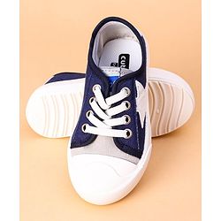 Cute Walk by Babyhug Lace Up Casual Shoes Star Patch - Navy Blue