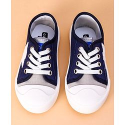 Cute Walk by Babyhug Lace Up Casual Shoes Star Patch - Navy Blue