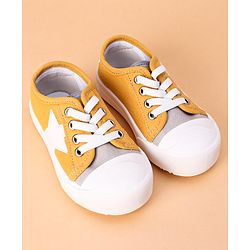 Cute Walk by Babyhug Lace Up Casual Shoes Star Patch - Yellow