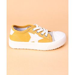Cute Walk by Babyhug Lace Up Casual Shoes Star Patch - Yellow