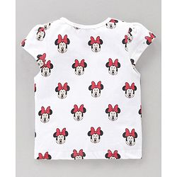 Babyhug Short Sleeves Top & Skirt Minnie Mouse Print - White Red