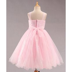 Babyhug Sleeveless Fit and Flare Embellished Party Frock with Corsage - Pink