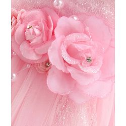 Babyhug Sleeveless Fit and Flare Embellished Party Frock with Corsage - Pink