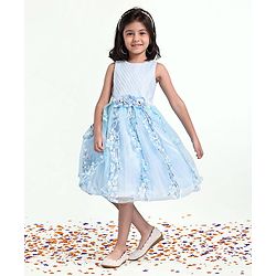 Babyhug Sleeveless Party Wear Gown - Frozen Blue