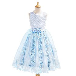 Babyhug Sleeveless Party Wear Gown - Frozen Blue