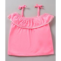 Babyhug Sleeveless Top & Striped Skirt - Pink