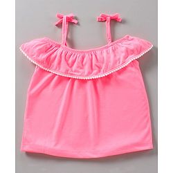 Babyhug Sleeveless Top & Striped Skirt - Pink