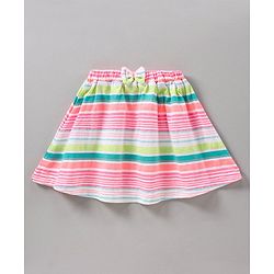 Babyhug Sleeveless Top & Striped Skirt - Pink