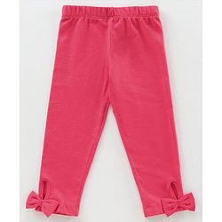 Babyhug Short Sleeves Top & Leggings Set Checks & Floral Print with Bow Applique - Pink