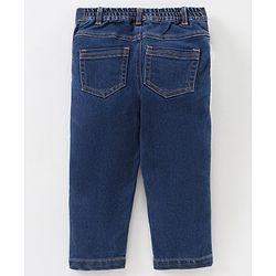 Babyhug Half Sleeves Top & Washed Jeans Embroidered & Geometric Print - Wine Blue