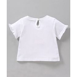 Babyhug Short Sleeves Top & Skirt Sequin Butterfly Embroidery - White Fuchsia