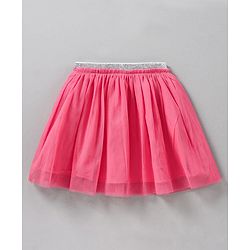 Babyhug Short Sleeves Top & Skirt Sequin Butterfly Embroidery - White Fuchsia