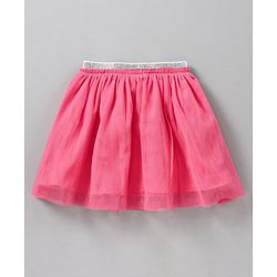 Babyhug Short Sleeves Top & Skirt Sequin Butterfly Embroidery - White Fuchsia