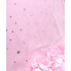 Babyhug Sleeveless Fit and Flare Embellished Party Frock with Corsage and Dots Foil Print - Pink