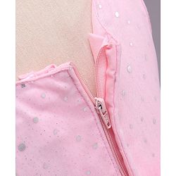 Babyhug Sleeveless Fit and Flare Embellished Party Frock with Corsage and Dots Foil Print - Pink