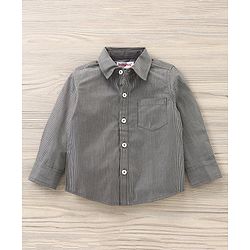 Babyhug Full Sleeves Shirt & Trouser with Bow - Grey
