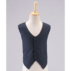 Babyhug Full Sleeves 3 Piece Party Suit With Bow - Navy Blue
