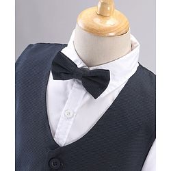 Babyhug Full Sleeves 3 Piece Party Suit With Bow - Navy Blue