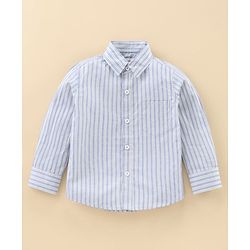 Babyhug Full Sleeves Shirt & Trouser with Suspenders Set & Bow - Sky Blue