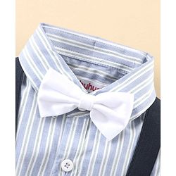 Babyhug Full Sleeves Shirt & Trouser with Suspenders Set & Bow - Sky Blue