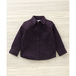 Babyhug Party Wear Full Sleeves Stripe Shirt & Trouser With Bow - Black Purple