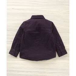 Babyhug Party Wear Full Sleeves Stripe Shirt & Trouser With Bow - Black Purple