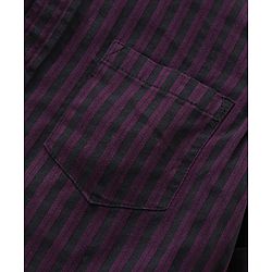 Babyhug Party Wear Full Sleeves Stripe Shirt & Trouser With Bow - Black Purple