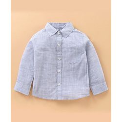 Babyhug Full Sleeves Shirt with Bow and Trouser with Suspenders Set - Blue