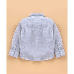Babyhug Full Sleeves Shirt with Bow and Trouser with Suspenders Set - Blue