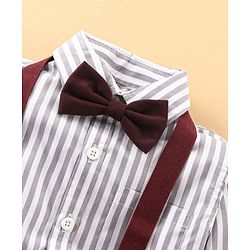 Babyhug Full Sleeves Shirt & Trouser with Suspenders Set - Brown