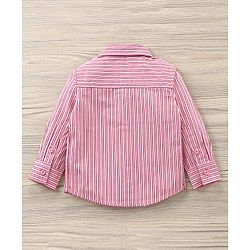 Babyhug Full Sleeves Striped Shirt & Trouser with Bow - Pink Black