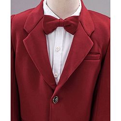 Babyhug Full Sleeves Solid Party Suit with Bow - Red White