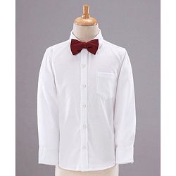 Babyhug Full Sleeves Solid Party Suit with Bow - Red White