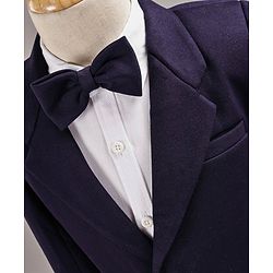 Babyhug Full Sleeves 3 Piece Party Suit With Bow Tie - Navy