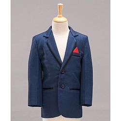 Babyhug Full Sleeves 3 Piece Party Suit With Bow - Navy Blue