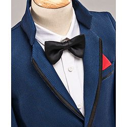 Babyhug Full Sleeves 3 Piece Party Suit With Bow - Navy Blue