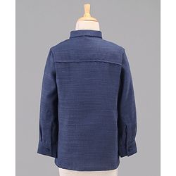 Babyhug Full Sleeves Digital Print Party Suit with Bow and Blazer - Blue Navy