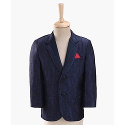 Babyhug Full Sleeves  3 Piece Party Suit With Bow - Navy Blue White