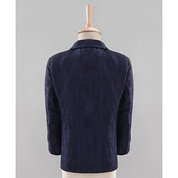 Babyhug Full Sleeves  3 Piece Party Suit With Bow - Navy Blue White