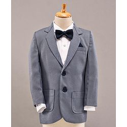 Babyhug Full Sleeves 3 Piece Party Suit With Bow - Light Blue