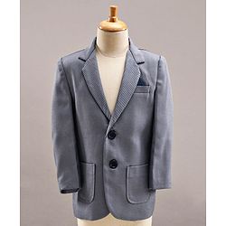Babyhug Full Sleeves 3 Piece Party Suit With Bow - Light Blue