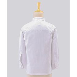 Babyhug Full Sleeves Brocade Party Suit with Bow and Blazer - Navy White
