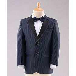 Babyhug Full Sleeves Party Suit with Bow Solid - Navy Blue