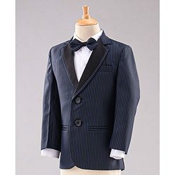 Babyhug Full Sleeves Party Suit with Bow Solid - Navy Blue